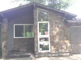 Coronet Window Company UNO collection sliders and fixed with Alside brand trapezoid.